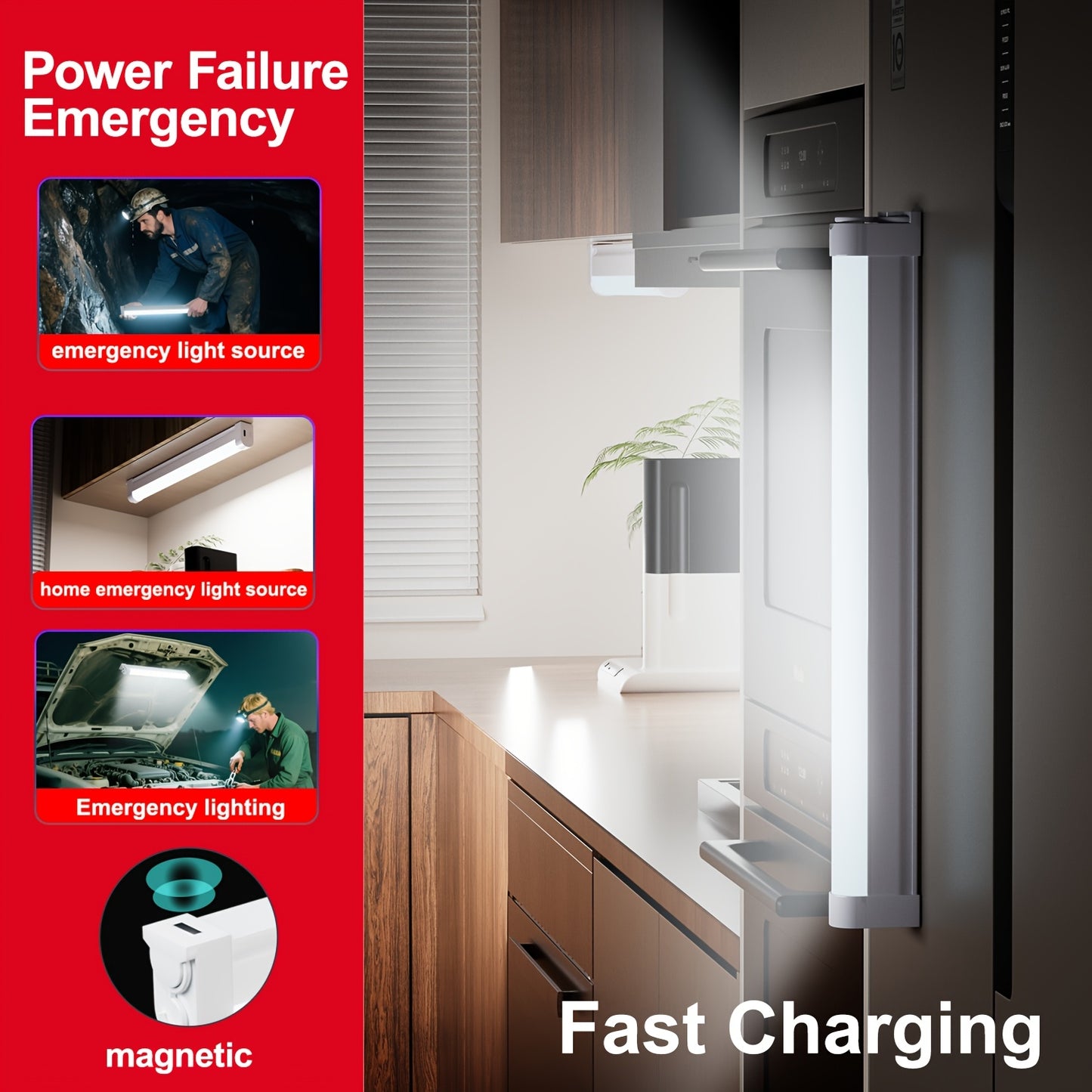 Six Pack Rechargeable Emergency Lamps With Usb Charging Magnetic Hooks Portable Garage Auto Camping