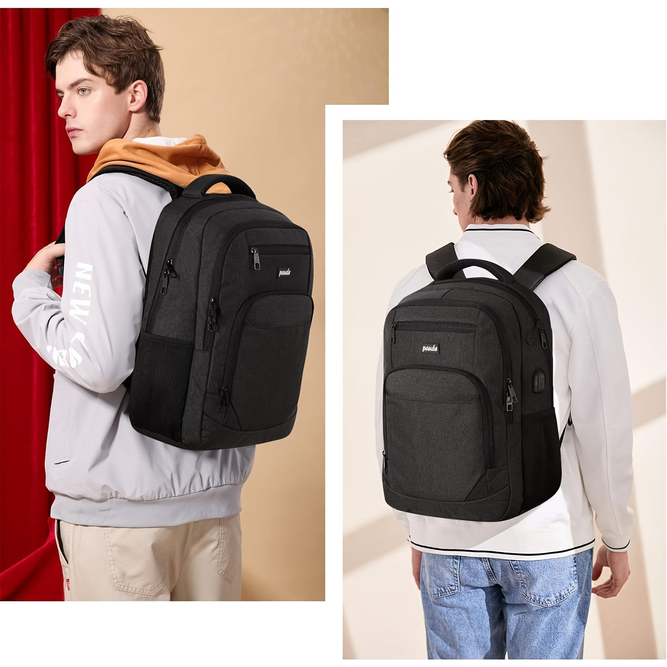 Durable Polyester Laptop Backpack With USB Port TSA-Compliant And Machine Washable