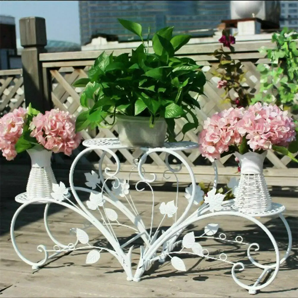 Wisfor Classic Tall Iron Plant Stand Four Tier Two Pack For Indoor And Outdoor Display-A