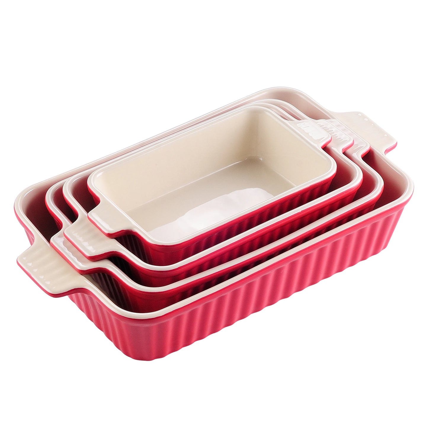 MALACASA 4 Piece Ceramic Bakeware Set With Handles For Lasagna Oven Safe Dishes Durable Eco Friendly Kitchenware-A