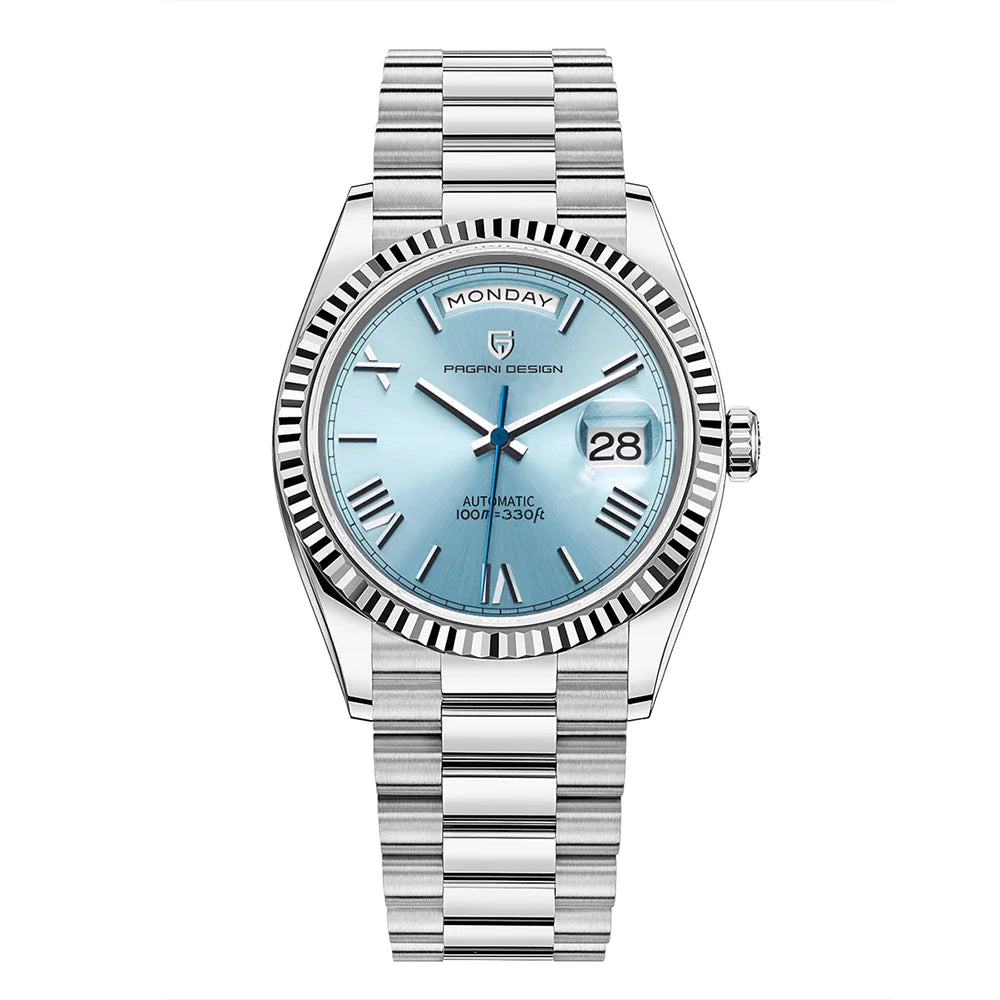 Pagani Design Double Calendar Automatic Sapphire Watch for Men Stainless Steel Case and Bracelet-A