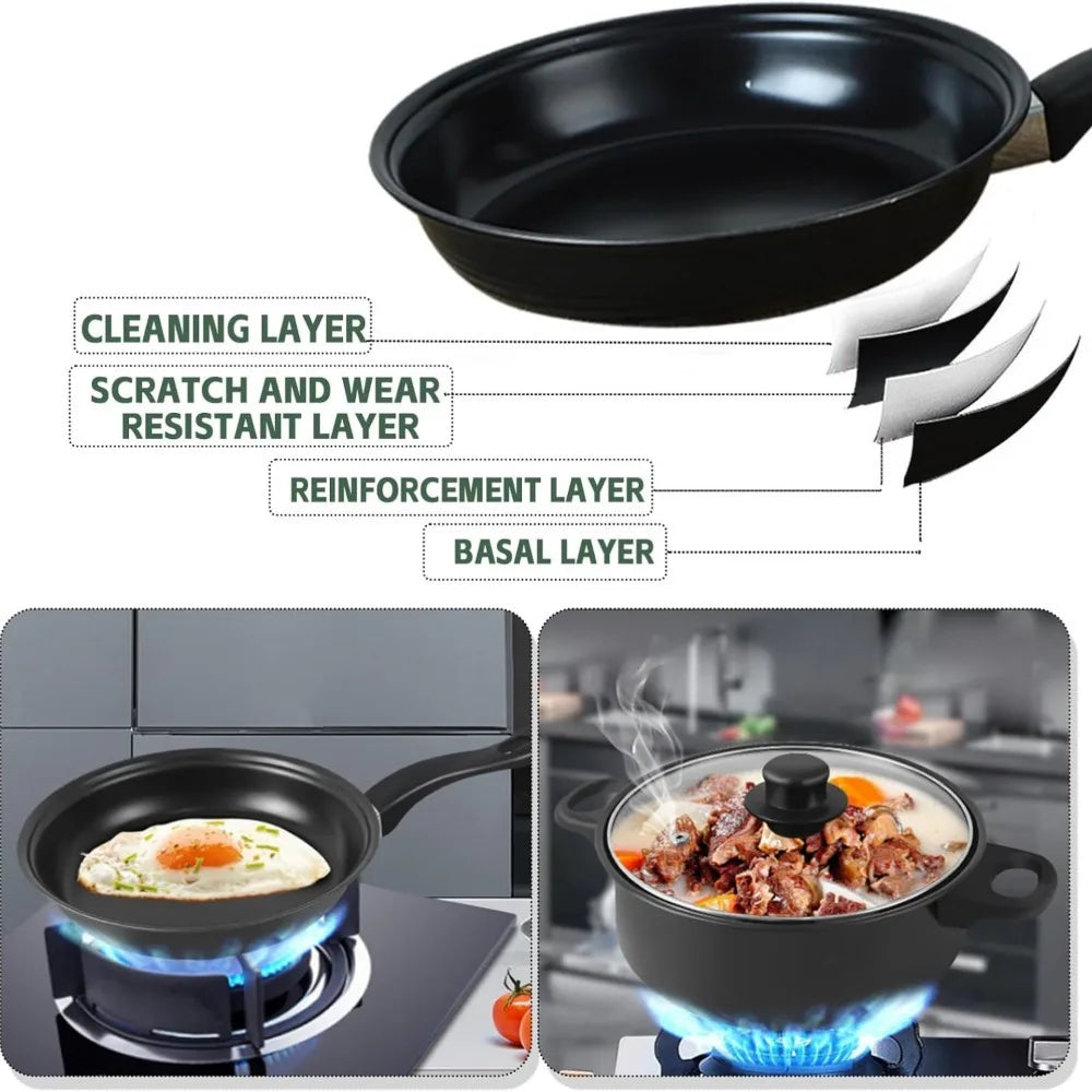 Cobasport 13 Piece Nonstick Cookware Set For Induction Cooker With Iron Core Medical Stone Coating For Even Heat-A