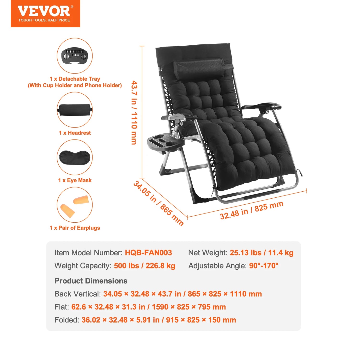 SucceBuy Zero Gravity Recliner With Adjustable Footrest And Cup Holder Outdoor Folding Lounge 500 Pound Capacity-A