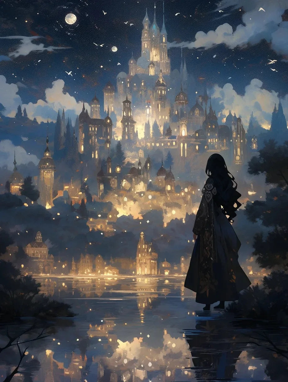 Potdemiel Fairy Dust DIY 5D Diamond Painting Dream Castle Mosaic Full Drill Square Or Round Diamonds-A