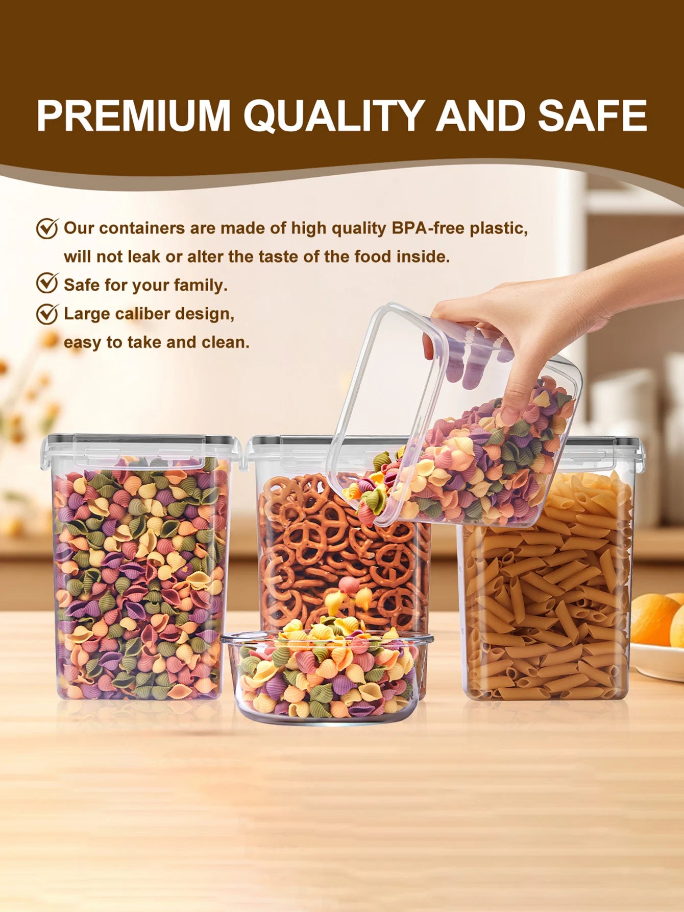 Sealed Food Storage Containers With Lids 48 Piece Pantry Jars Set For Dry Goods And Snacks-A