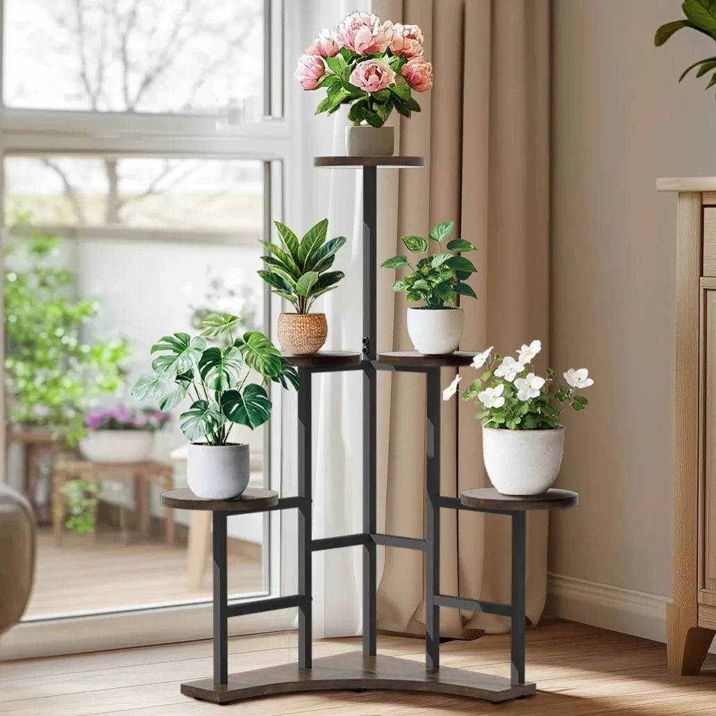 Wisfor Corner Plant Stand Indoor 6 Tiered Plant Shelf Flower Stand Tall Multi Pot Holder Rack Planter Organizer-A