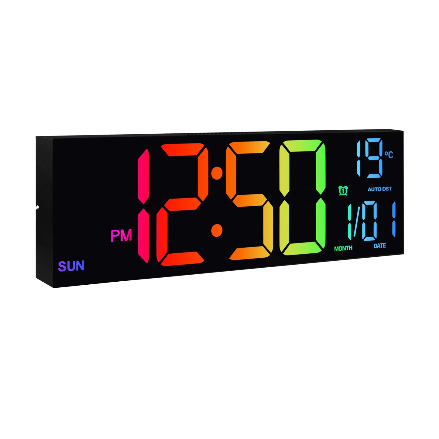 Digital Wall Clock With Large LED Display And Remote 16 Inch 9 Color Modes Night Light For Living Room-A