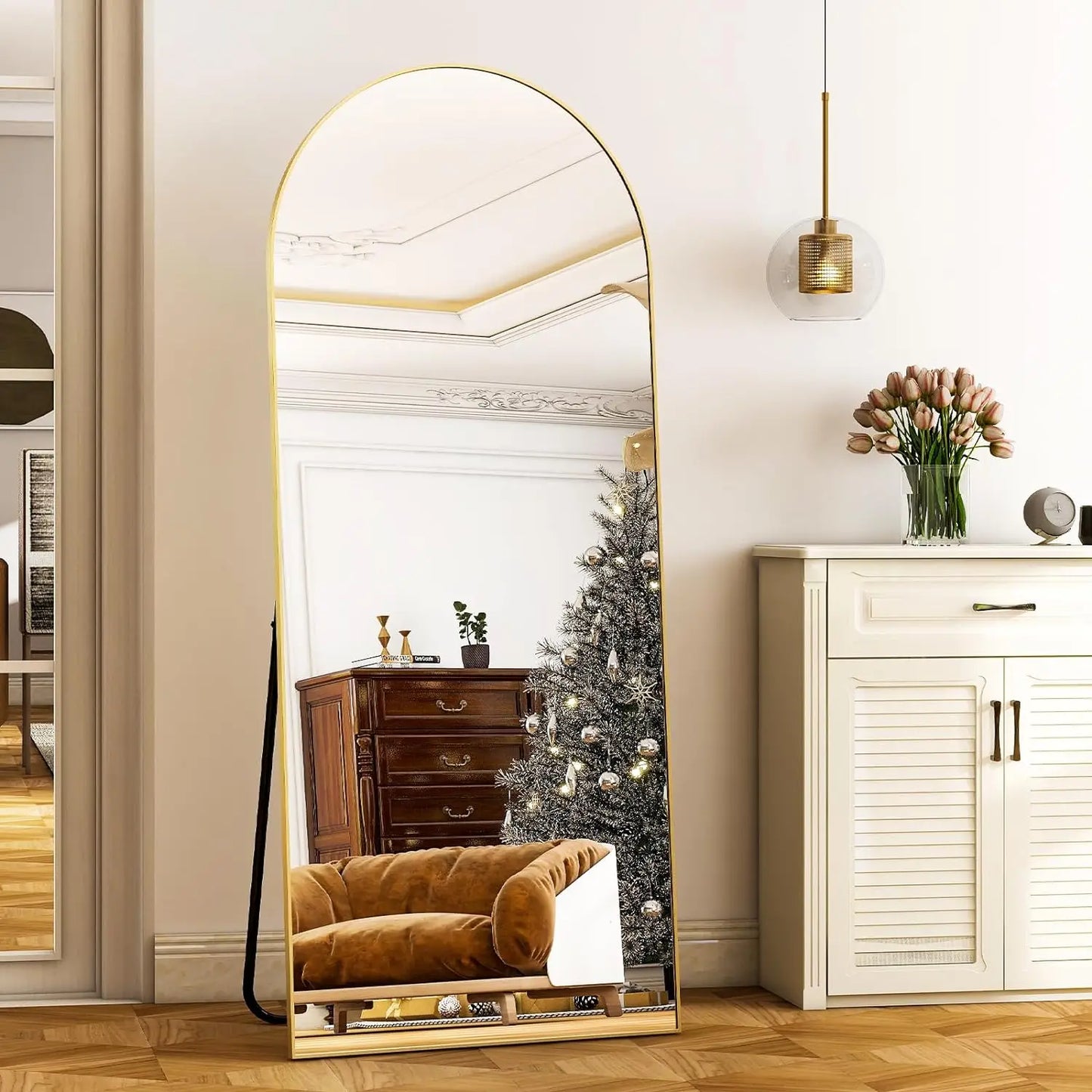 Harritpure Full Length Mirror With Aluminum Frame And Arched Top For Modern Home Decor 71 Inch By 26 Inch-A