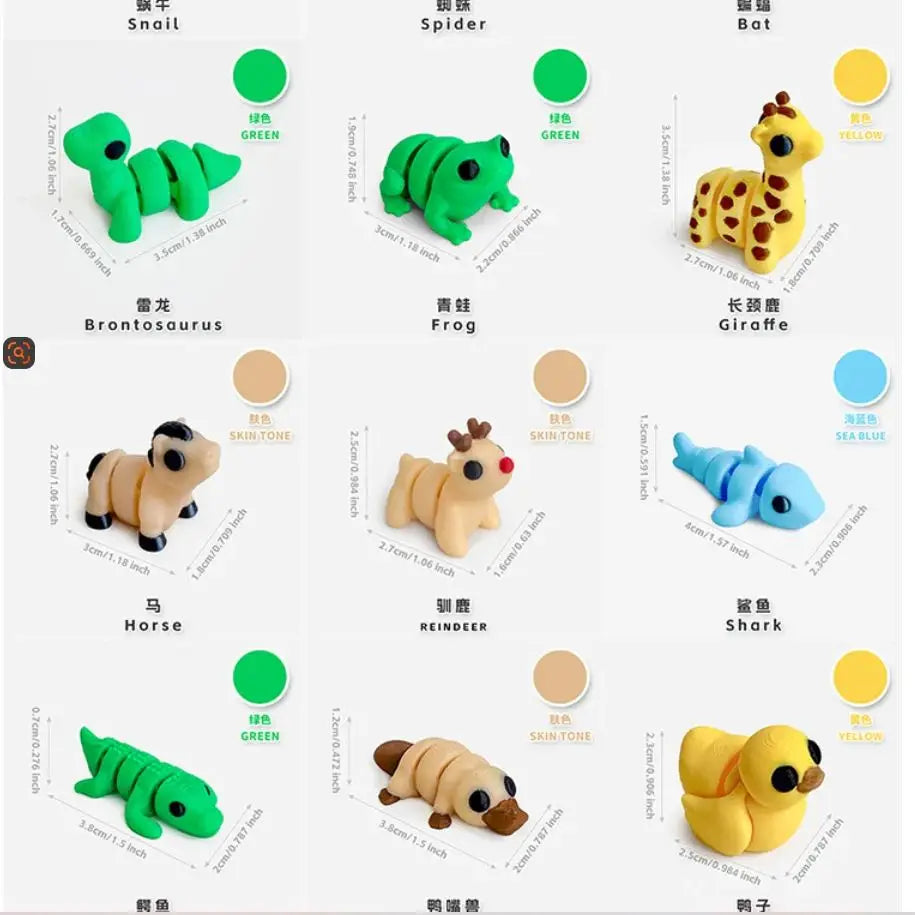 3D Printed Mini Animal Figures Set For Home Decor Gifts
