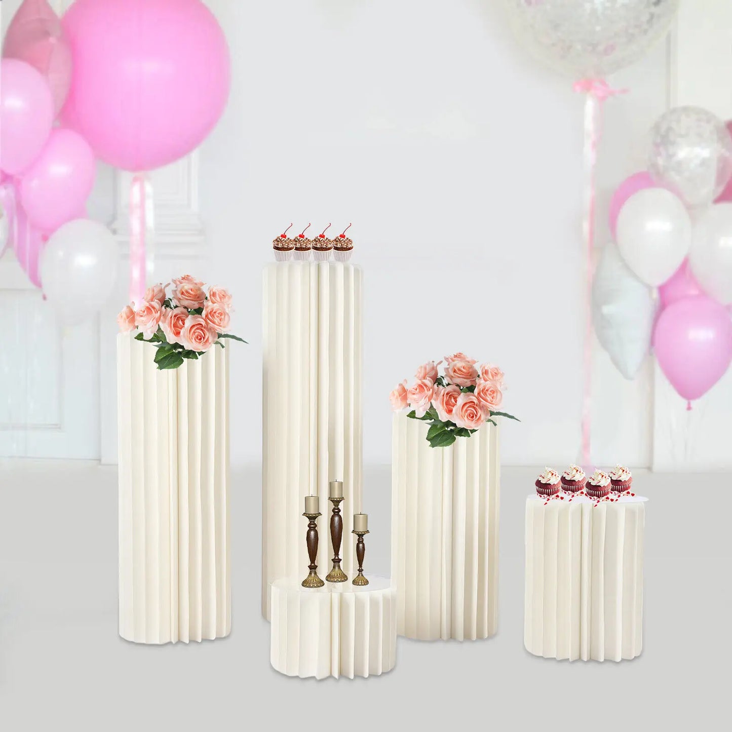 Wedding Centerpieces Cardboard Flower Stand Set Five Piece With Honeycomb Core And Acrylic Plate-A