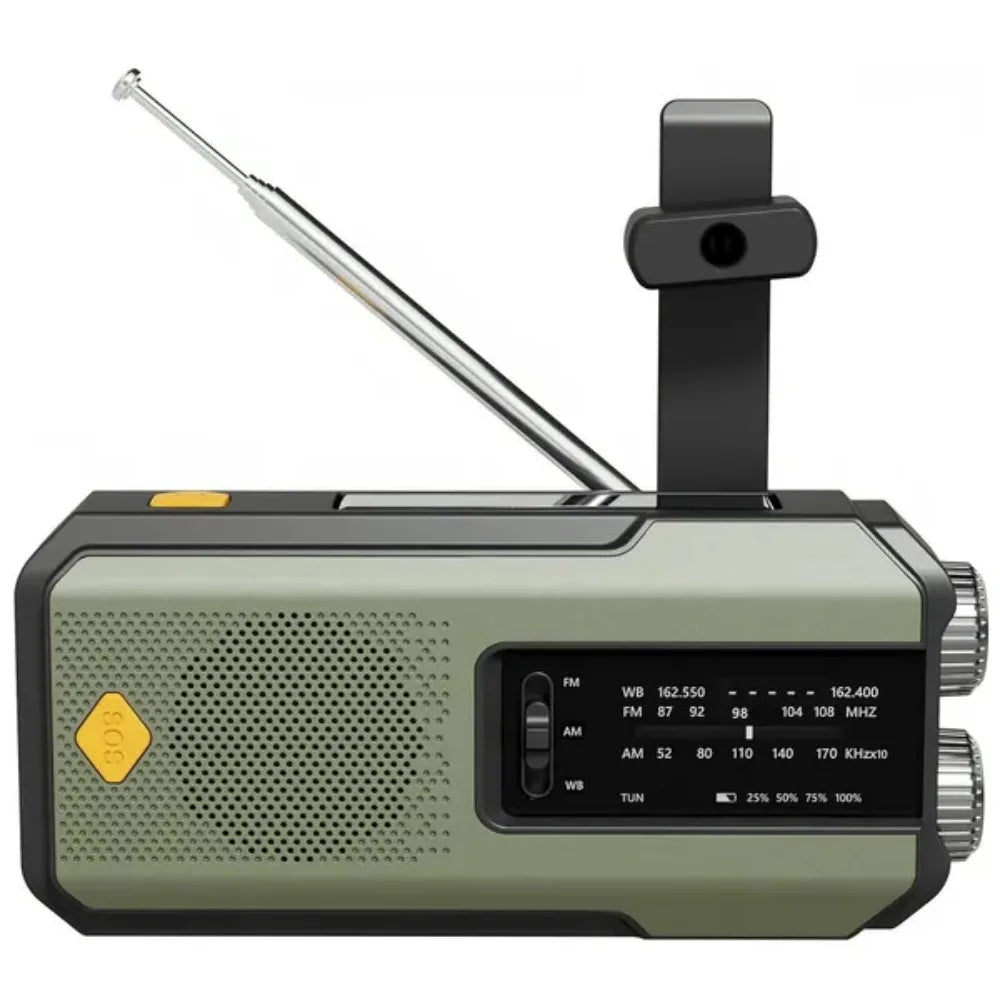 STONEGO Emergency Solar Hand Crank Radio Power Bank with NOAA Weather Alerts