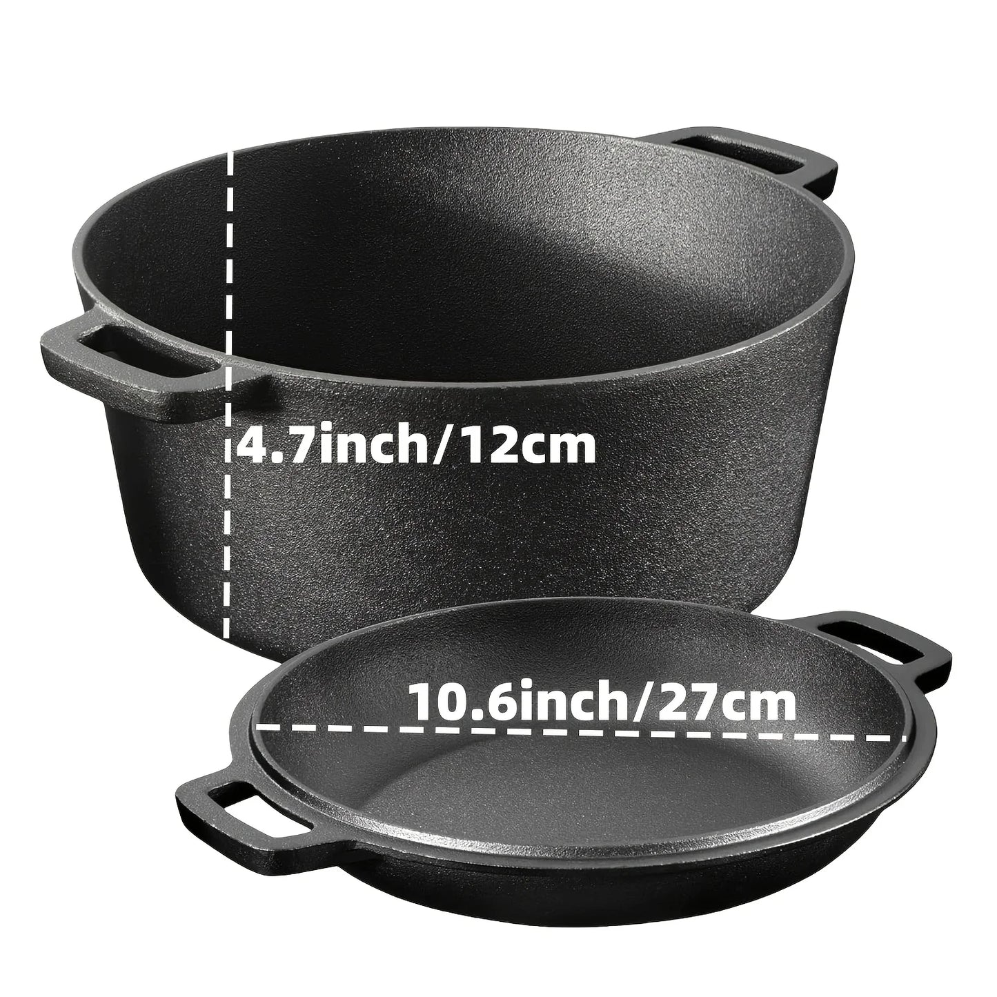 AEDG Cast Iron Skillet Set Preseasoned For Oven Grill Campfire