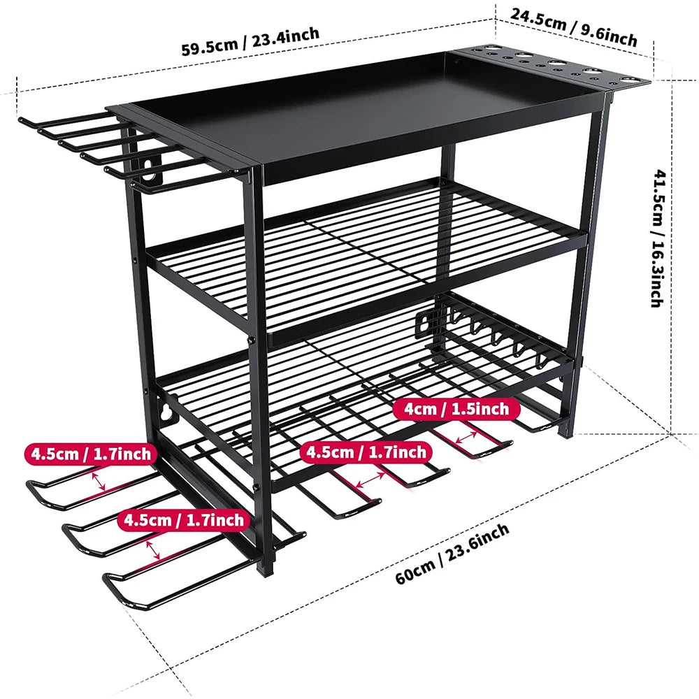Twister CK Four Layer Wall Mounted Power Tool Organizer Rack For Garage And Workshop Storage-A