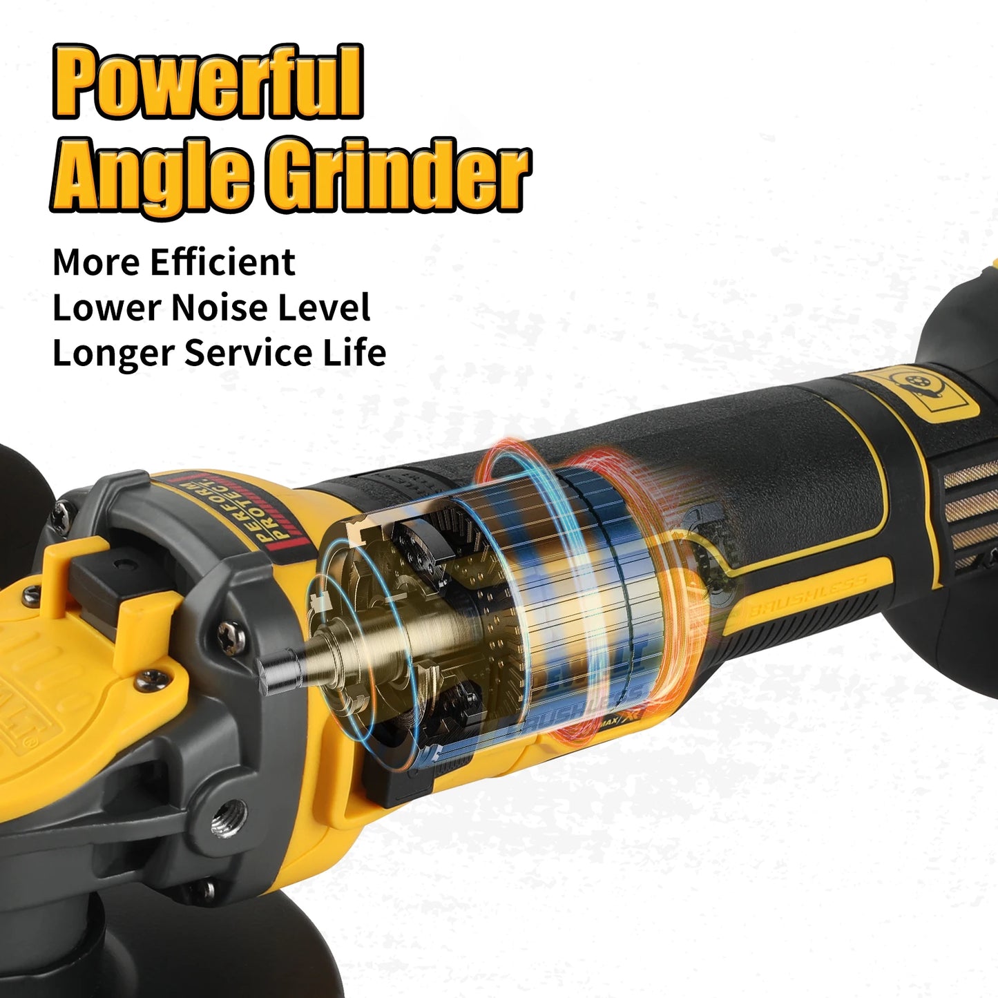 DEWALT DCG409 20V Brushless Flat Head Angle Grinder Cordless With Battery Included-A