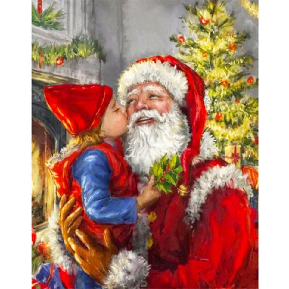 Nianhua 5D Diamond Painting Santa Claus Mosaic Kit Christmas A Full Drill Canvas With Square Or Round Drills-A