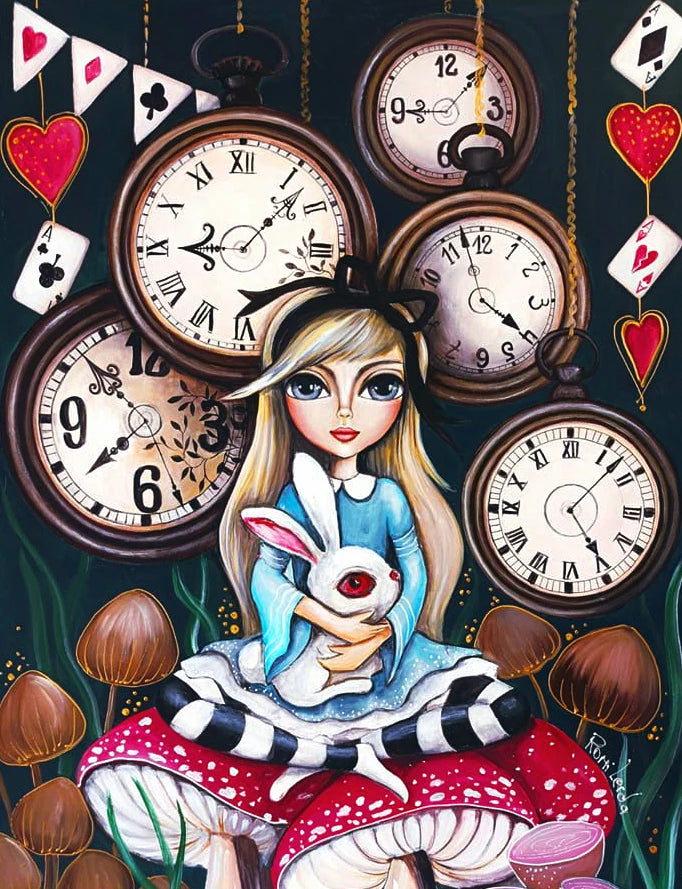 Potdemiel Cheshire Cat 5D Diamond Painting Kit Alice In Wonderland Full Drill Canvas Crystal Clear Detail-A