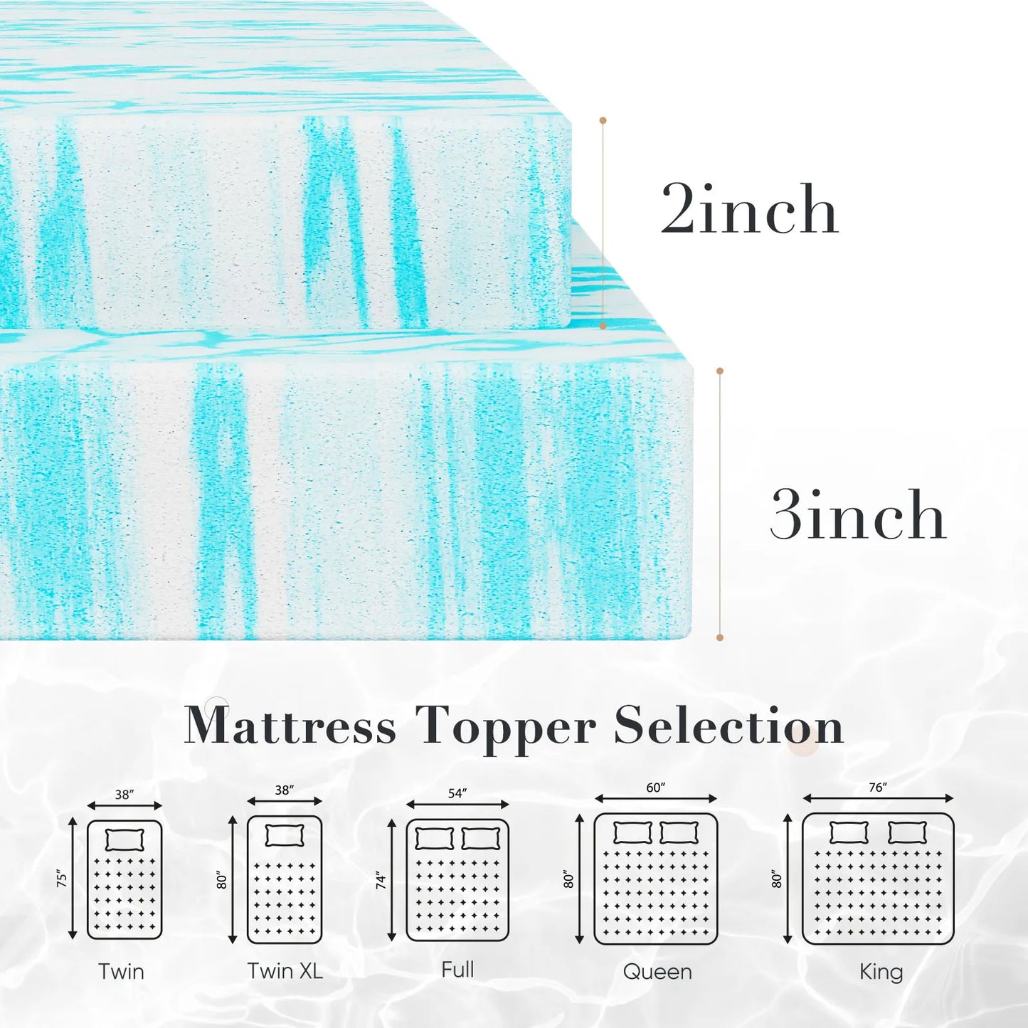 JHK Memory Foam Mattress Topper With Gel Cooling For Breathable Comfort And Targeted Pressure Relief-A