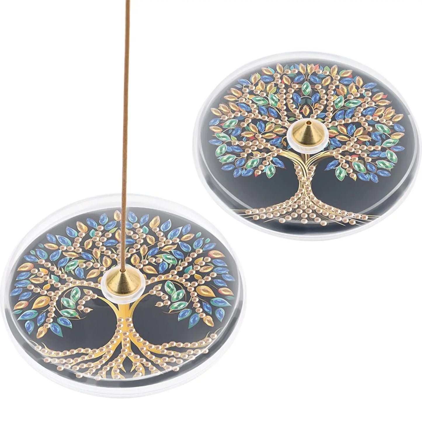2Pcs 5D DIY Diamond Art Incense Holder Acrylic Aroma Stand Yoga Meditation