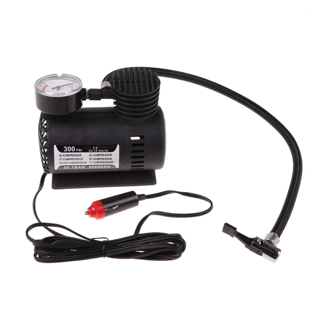 Alloet 12V Portable Tire Inflator With Pressure Gauge For Car And Bike Tires Plus Sports Balls Air Mattresses And More-A