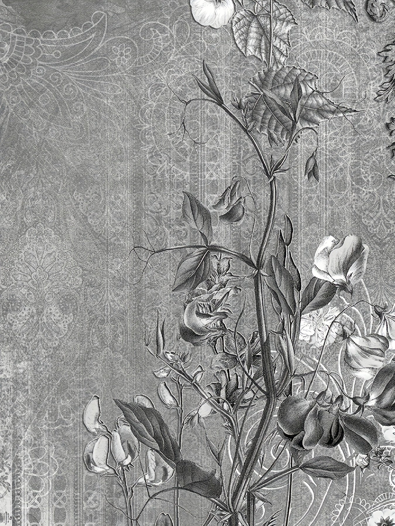 Gray Floral Women's Capri Leggings - Casual Stretch Polyester/Spandex, Knee-Length with Decorative Trim, Perfect for Spring/Summer/Fall Beach Outings