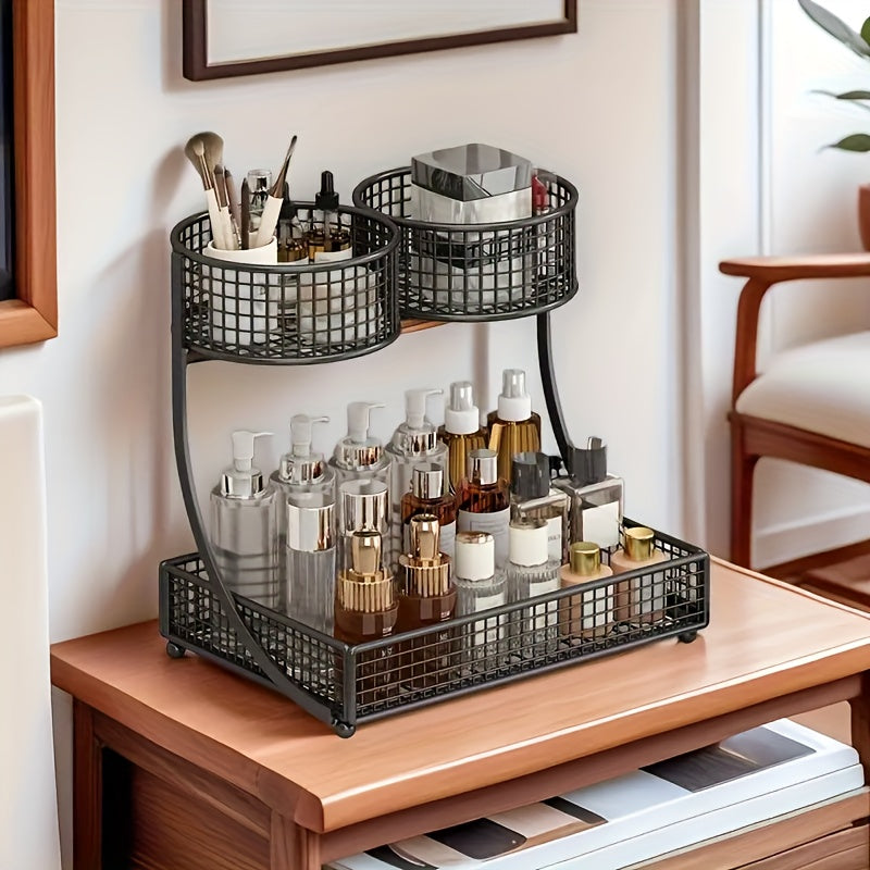 FJNATINH Two Tier Metal Cosmetic Organizer Shelf For Vanity