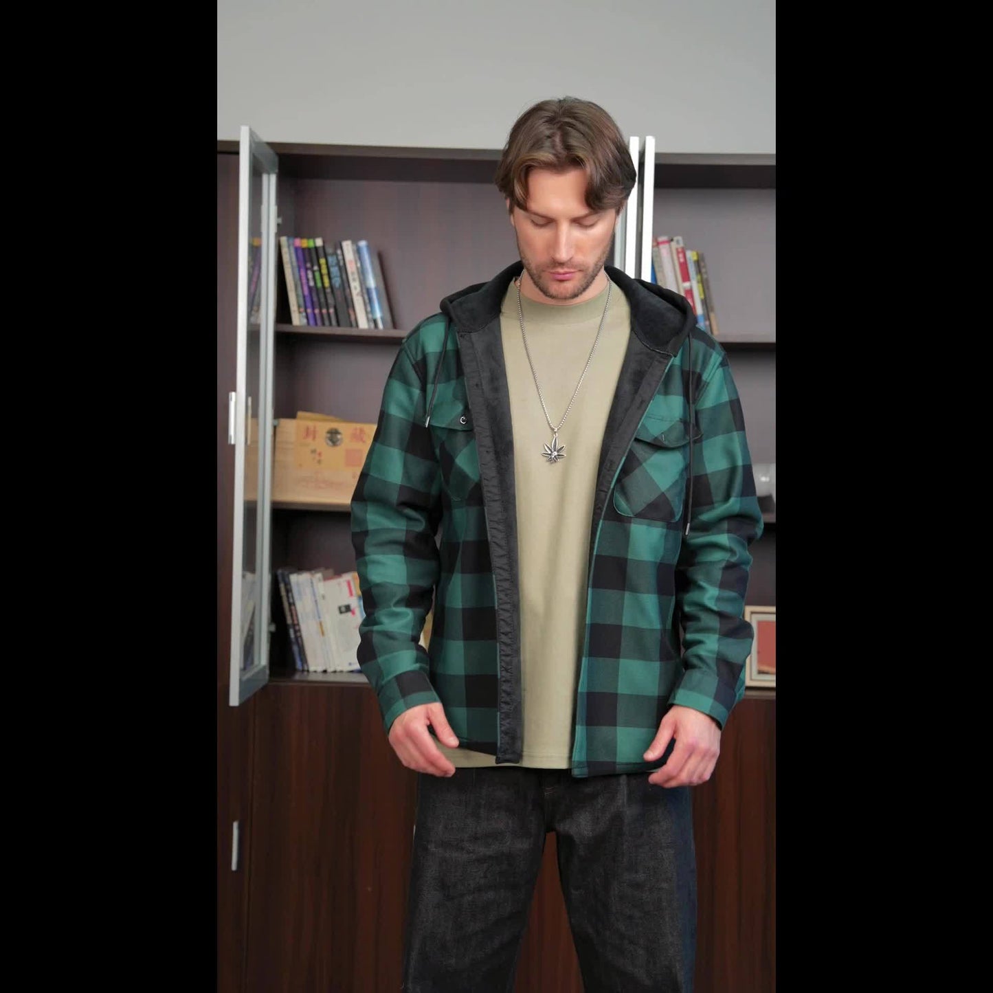 2026 New Men's Shirt Thanksgiving And Christmas Gift Couple Outfits Unisex | Winter JacketMen's Winter Pajamas Flannel Plaid Casual Shirt | Double Pocket Thickened Warm Desig Regular Fit Hooded Long Sleeve Shirt Men's Warm Ja