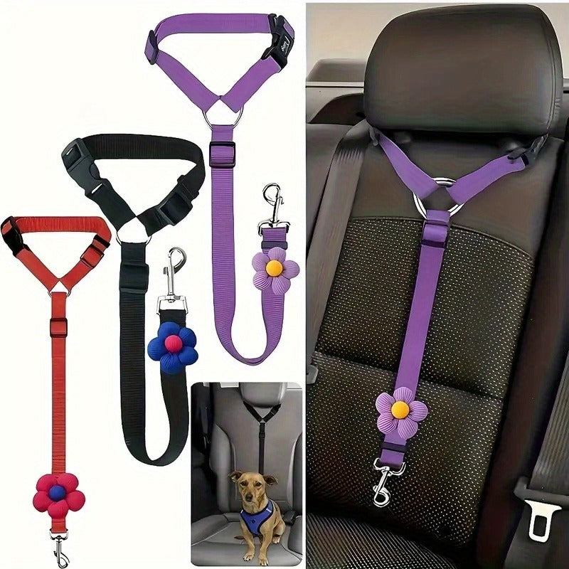 3pcs Dog Belt and Car Headrest Universal Belt | Essential for Pet Travel, Adjustable Towing Rope, Pet Supplies, Hand Wash Only