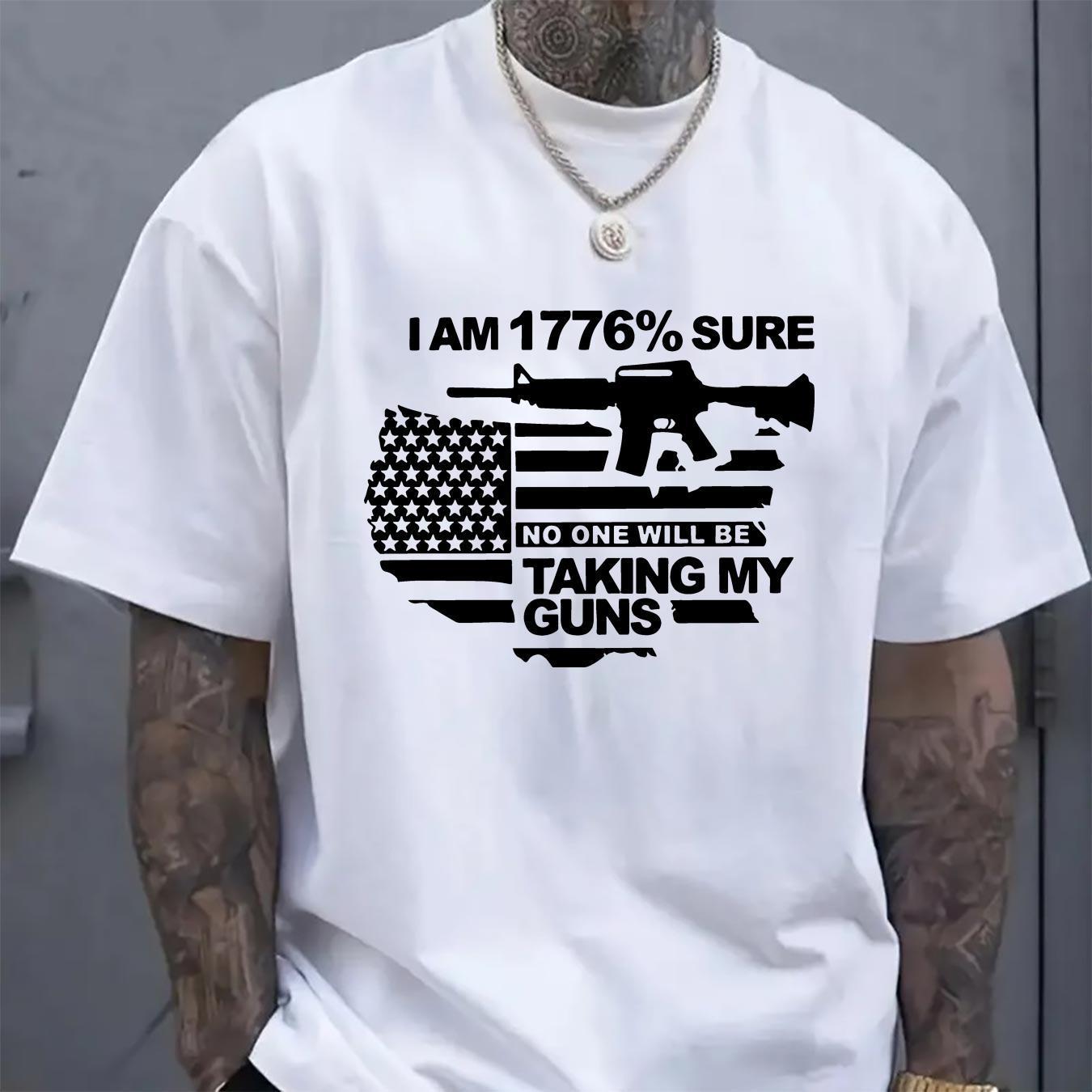 4pcs Patriotic Iron-On Transfer Patches - "I AM SURE NO ONE WILL BE TAKING MY GUNS" Design with American Flag & Rifle Silhouette - Durable, Easy to Apply Decals for DIY Clothing, Bags & Accessories