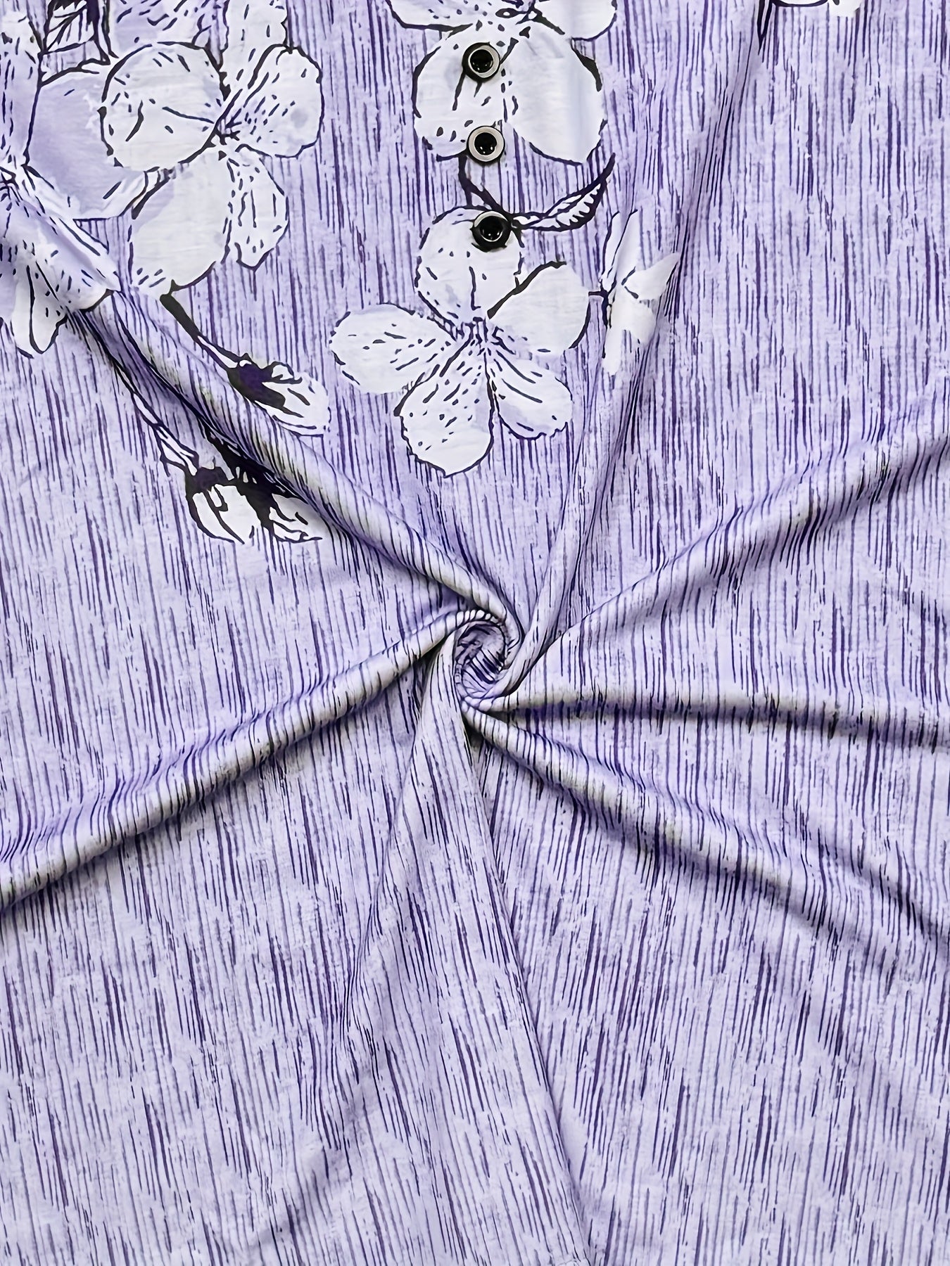 Women's Stretchy Polyester Button-Front V-Neck Blouse - Floral Print Short Sleeve Casual Shirt, Machine Washable Summer Top for Layering & All-Season Wear, Versatile Shirt, Relaxed Fit, Lightweight Fabric, Trendy Style