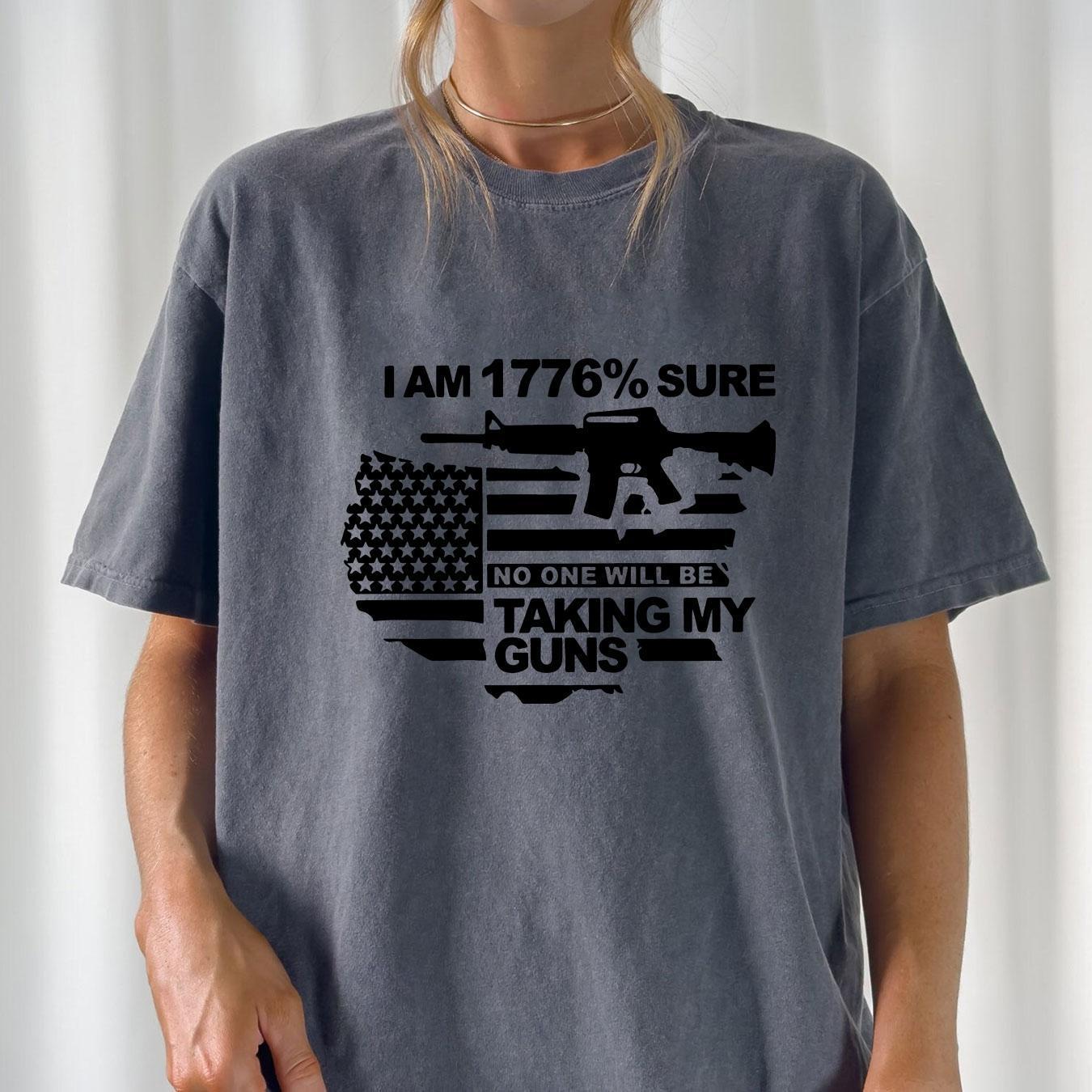 4pcs Patriotic Iron-On Transfer Patches - "I AM SURE NO ONE WILL BE TAKING MY GUNS" Design with American Flag & Rifle Silhouette - Durable, Easy to Apply Decals for DIY Clothing, Bags & Accessories