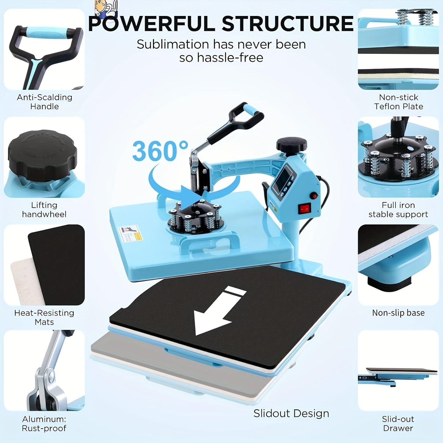 15"x15"/15"x12" 8-in-1/ 5-in-1 Heat Press Machine for T-Shirts, Bags, Pillows, Hats, Caps, Tumblers - 12"x10" T-Shirt Machine Can Only Press T Shirts, Pillows And Bags - HOMDOX Professional Sublimation Combo with Swing Away D