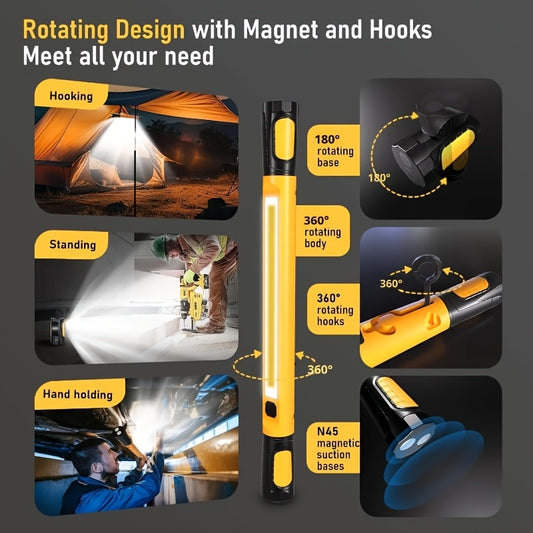 Echargeable LED Work Light Strip With Magnetic Base - High Lumen, Portable Cordless Flashlight For Inspection, Workshop, And Emergency Situations, Lithium Battery, Inspection Light | Magnetic Base Light | Durable Structure, L