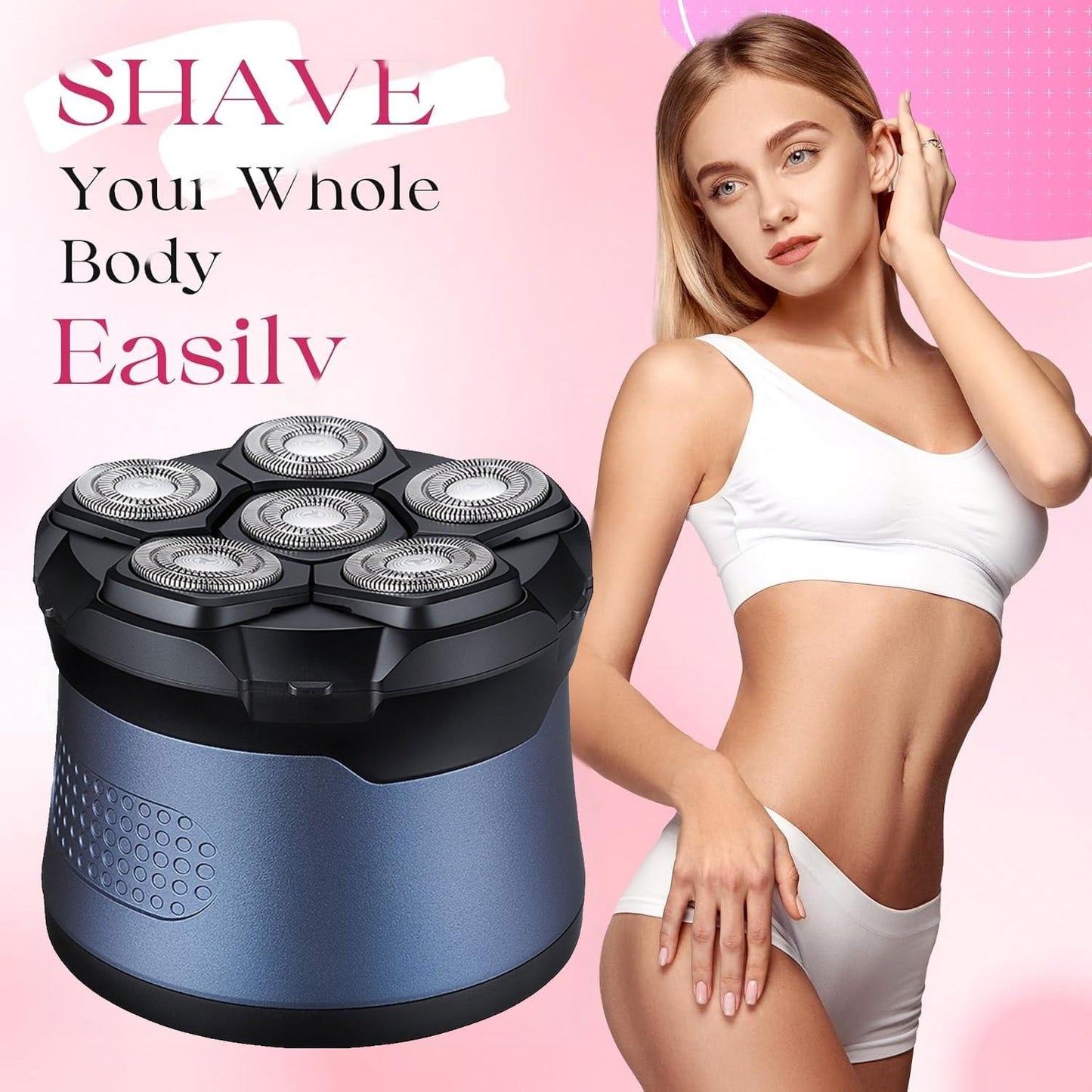 Rechargeable Cordless Electric Shaver Rotary Hair Remover for Full Body