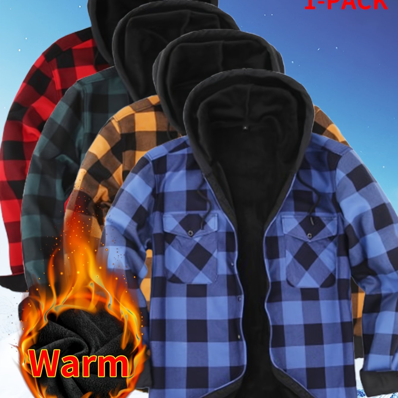 2026 New Men's Shirt Thanksgiving And Christmas Gift Couple Outfits Unisex | Winter JacketMen's Winter Pajamas Flannel Plaid Casual Shirt | Double Pocket Thickened Warm Desig Regular Fit Hooded Long Sleeve Shirt Men's Warm Ja