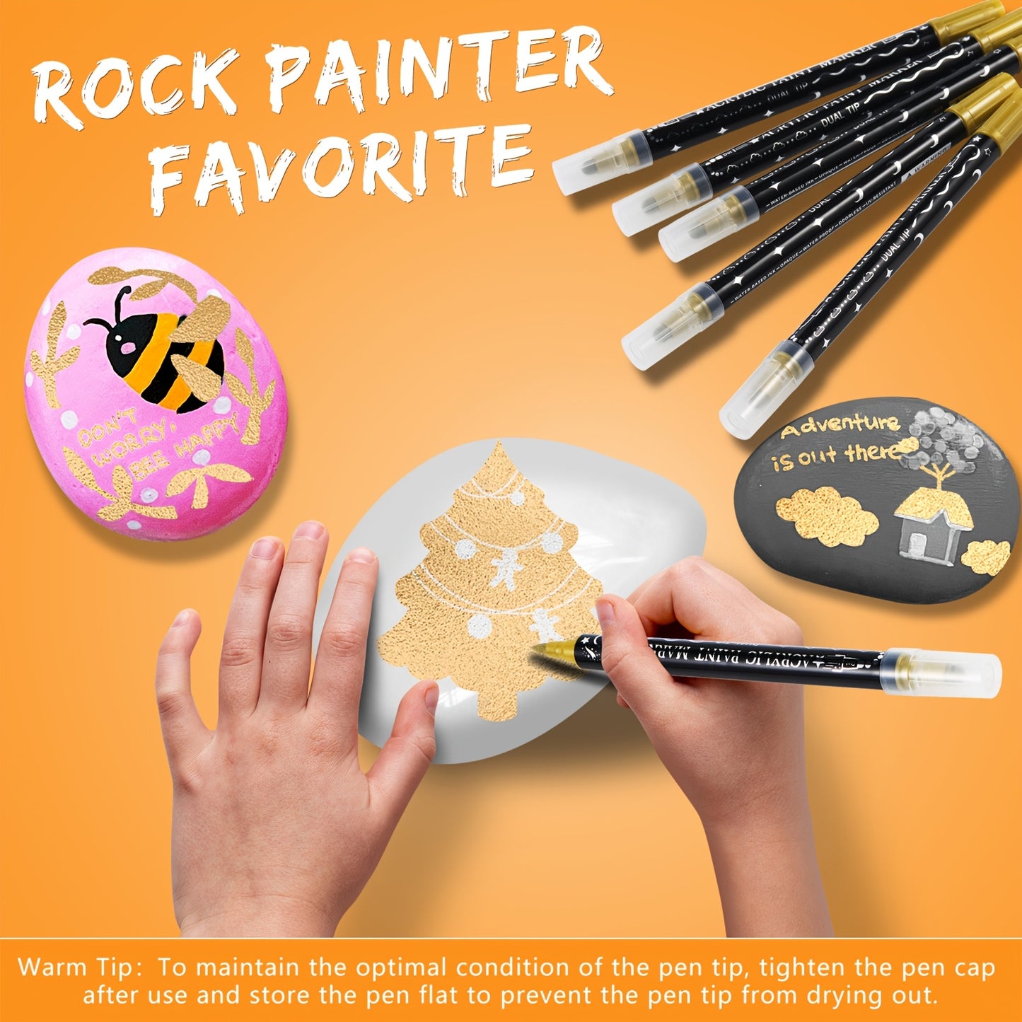 DROAFUL 72 Pieces Metallic Acrylic Paint Pen Set Dual Tips