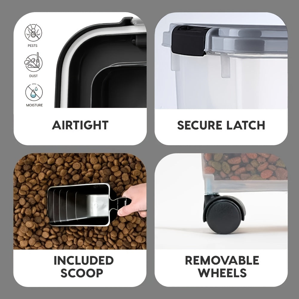 30 lbs & 11 lbs Combo Dog & Cat Food Storage Container - Heavy-Duty Airtight Pet Food Dispenser with Stackable Design, Bin & Scoop, Locking Latches & Smooth-Rolling Wheels - Large Capacity Dry Kibble, Treats Organizer (Multi-