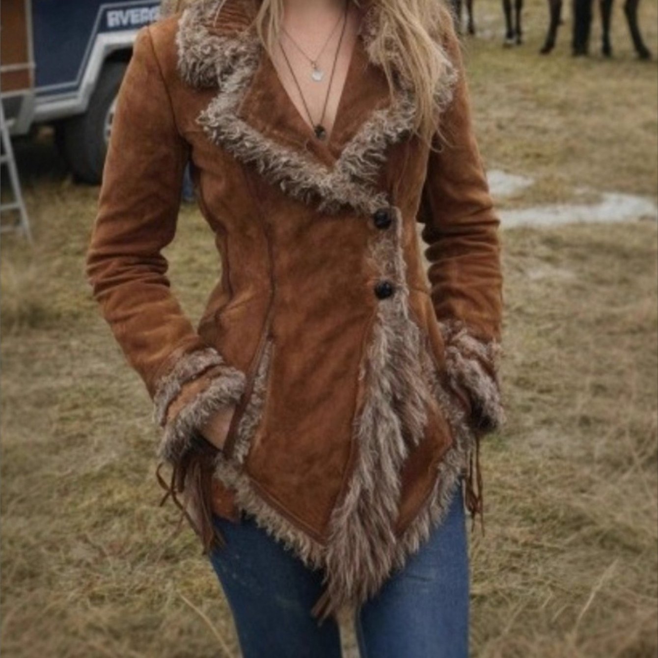 Vintage LuxuriousFauxFurCollarOvercoat For Women Beggar Jacket Outerwear Timeless