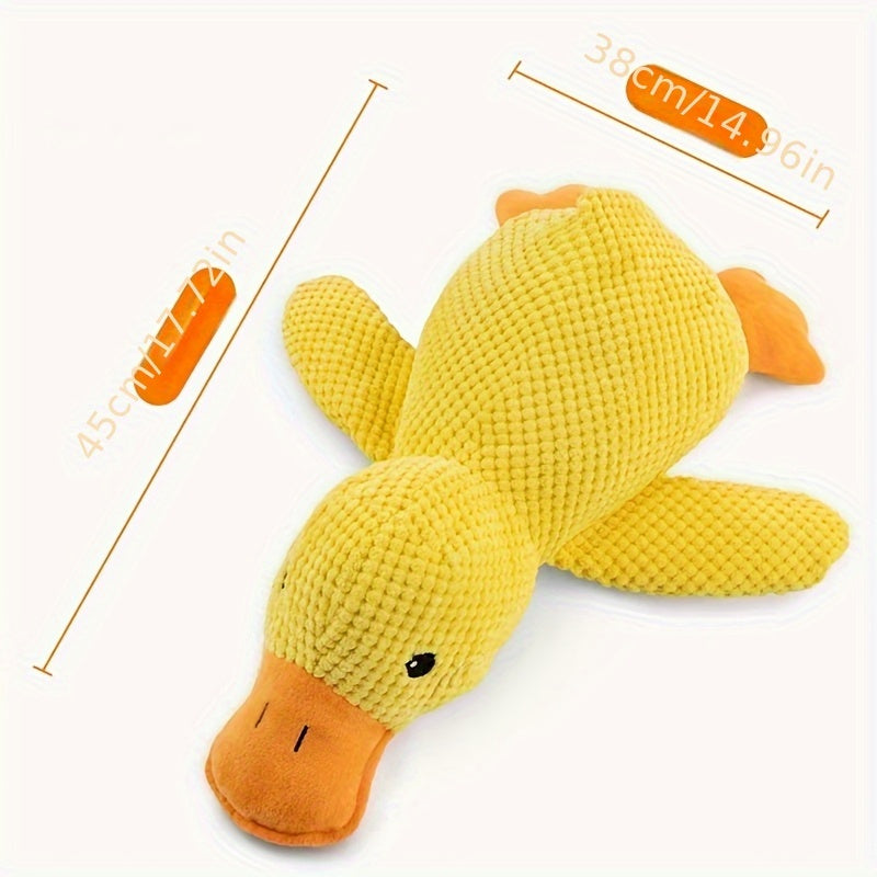 2pcs Squeaky Duck Dog Toys - Soft Plush, Chew-Resistant, Bright Yellow with Orange Beak & Feet, Fun Indoor Play for All Breeds, Teeth Cleaning & Boredom Relief, Includes 3 Sizes (S/M/L)