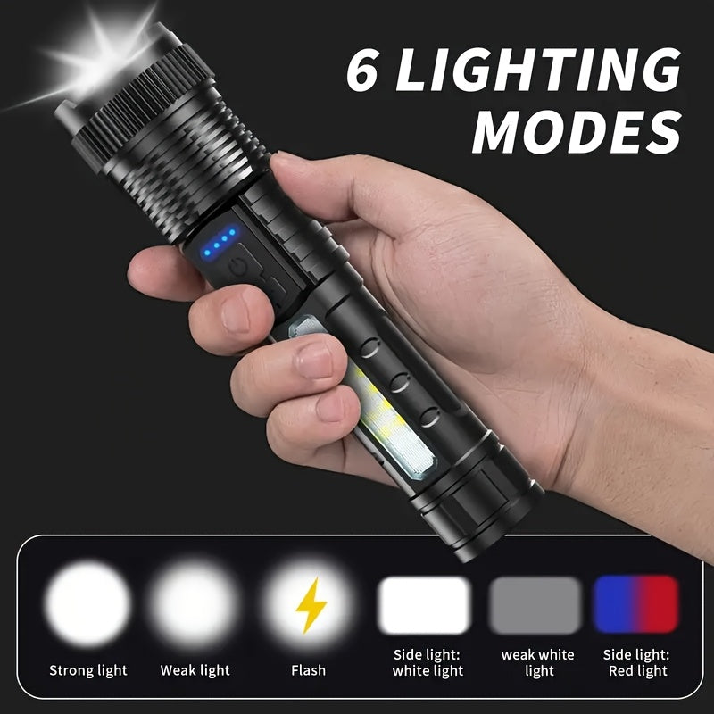 4 Pack USB Rechargeable Handheld LED Flashlights With COB