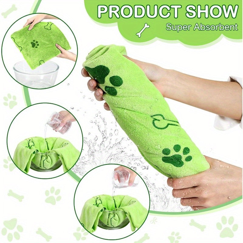 4pcs Quick-Dry Pet Towels for Medium Dogs - Soft, Absorbent Polyester with Colorful Paw Print Design, Ideal for Bathing and Grooming, Dog Bath Towels|Playful Design|Quickdry Fabric, Dog Towels