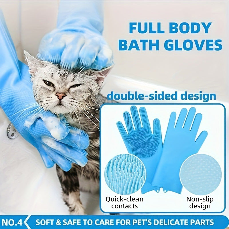 7pcs Dog Grooming Kit: Shedding Control Bath Brush, Double Sided Undercoat Rake, Towel Tool, & Washing Gloves For A Shiny Coat Ideal For Hair Control & Bathing Pets