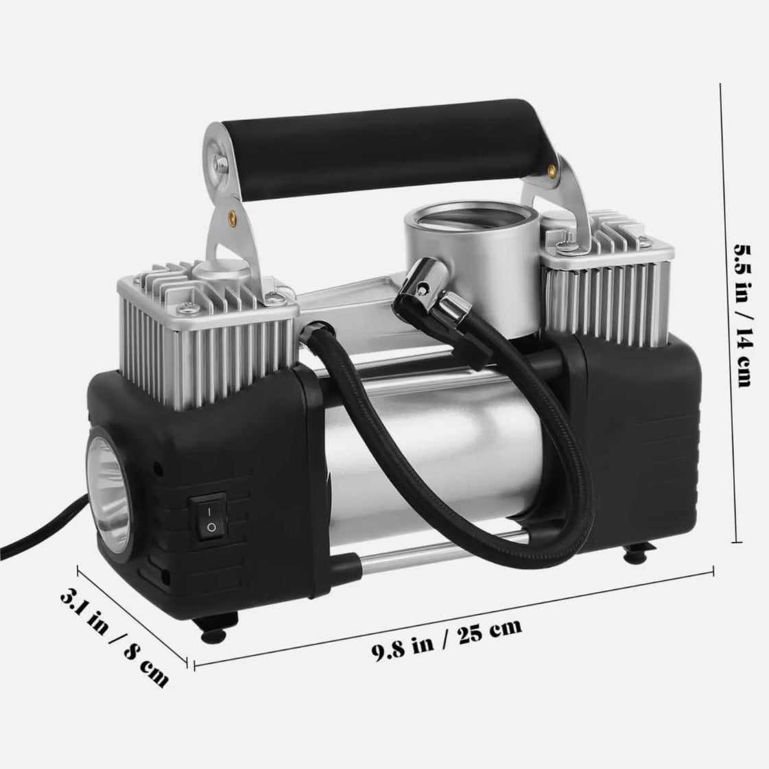 Portable 12V Tire Inflator Air Compressor Up To 150 PSI For Cars And Motorcycles With Inflation 75 Liters Per Minute-A