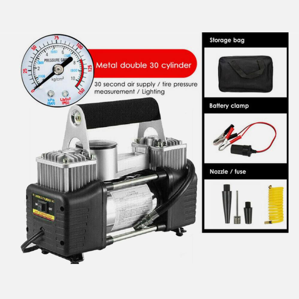 Portable 12V Tire Inflator Air Compressor Up To 150 PSI For Cars And Motorcycles With Inflation 75 Liters Per Minute-A