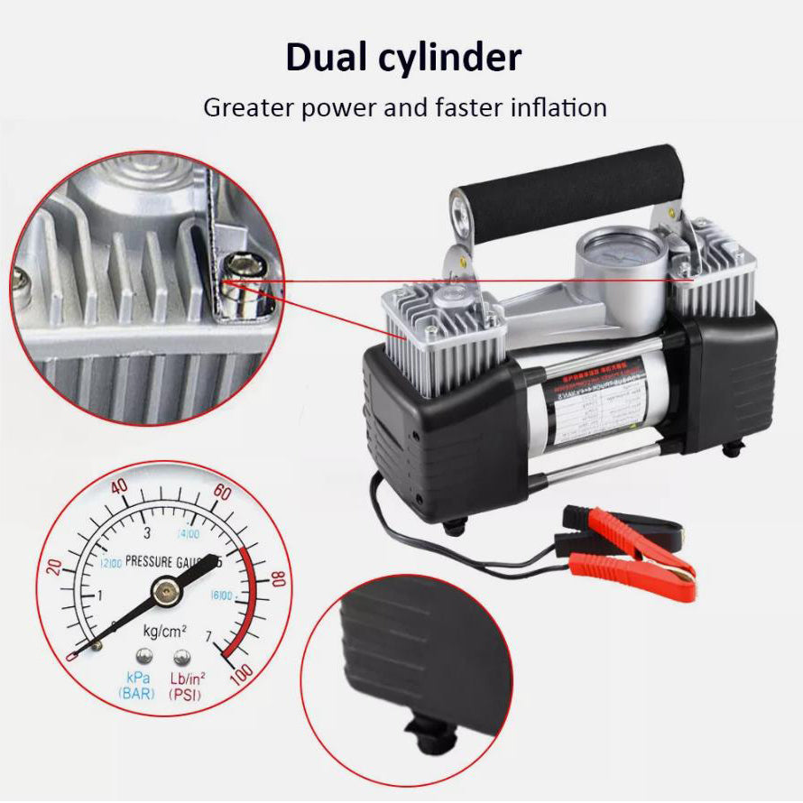 Portable 12V Tire Inflator Air Compressor Up To 150 PSI For Cars And Motorcycles With Inflation 75 Liters Per Minute-A