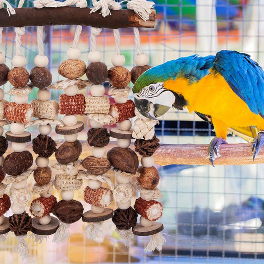 Extra Large Natural Wood Bird Chew Toy Suitable for African Grey, Parrots, Macaws & Medium Breeds - Large Beak Teething, Chewing & Tearing Enrichment Activity - Wood for Cage or aviary