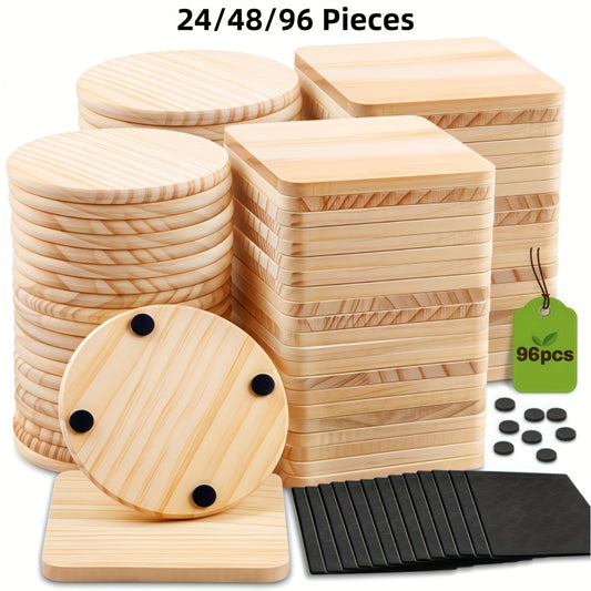 Unfinished Wood Coaster Blanks Kit With Non Slip Foam Dots