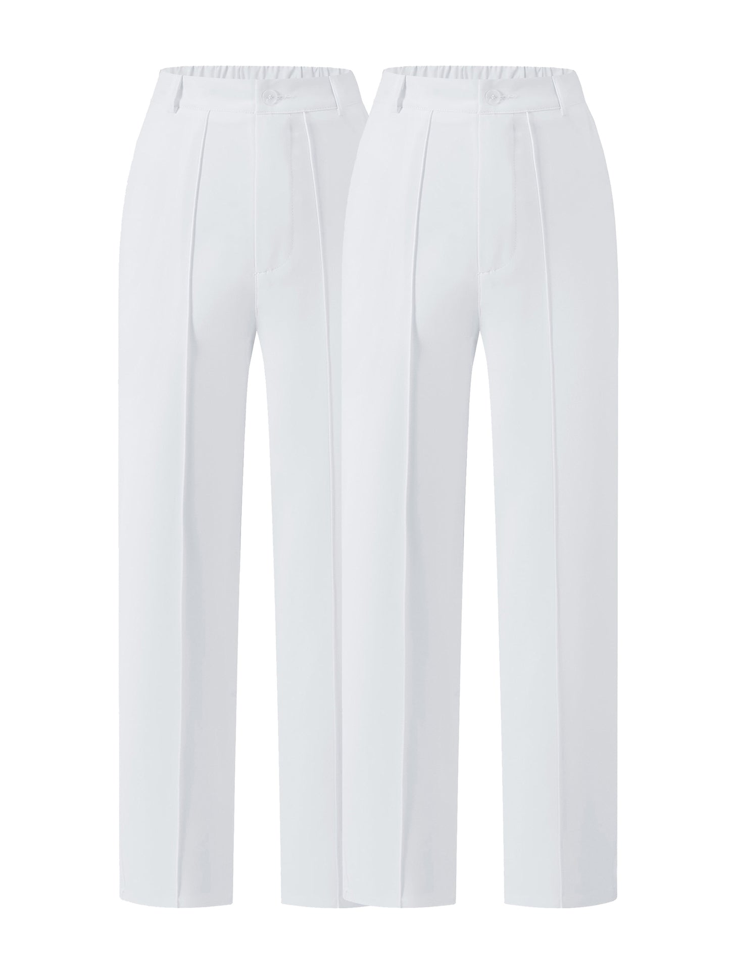 (2pcs) Elegant Casual Solid Color Women's Suit Trousers, Button Zipper Half Elastic Waist Fit Bottoms, Suitable for All Season