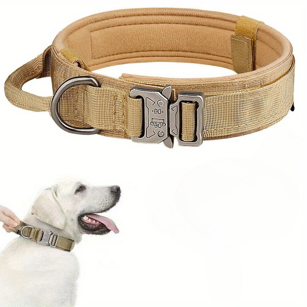 2pcs Heavy Duty Tactical Dog Collar with Handle & Metal Buckle - 1.5" Wide Nylon -Grade Obedience Training Collar for Large/Medium Dogs (German Shepherd,, Labrador) - Adjustable, Padded, Outdoor, Camping, Hunting Gear