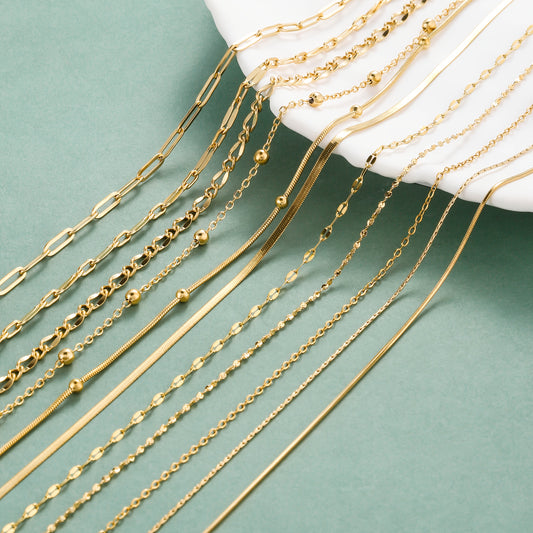 12pcs Exquisite 18K Gold-plated 925 Sterling Silver Minimalist-style Collarbone Chain for Women