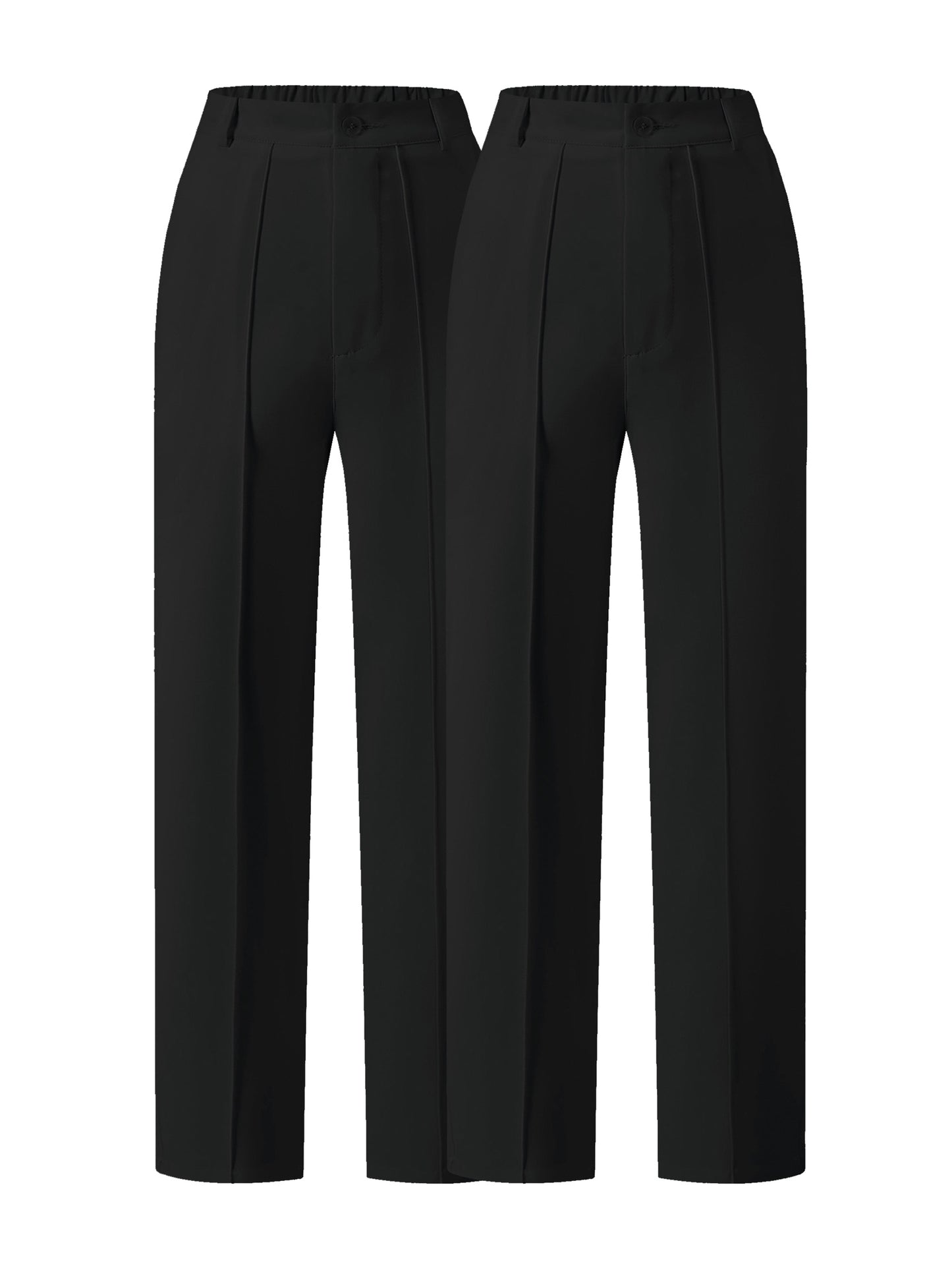 (2pcs) Elegant Casual Solid Color Women's Suit Trousers, Button Zipper Half Elastic Waist Fit Bottoms, Suitable for All Season